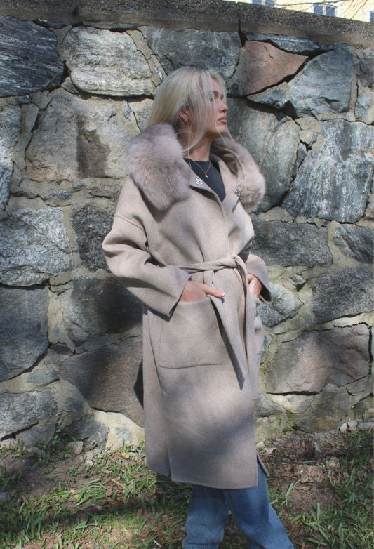 NATHALIE LONG COAT TAUPE